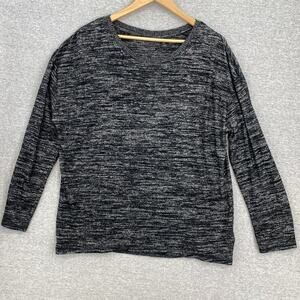 Tahari Sweater Womens XL Gray Long Sleeve Round Neck Back Insert Top Blouse